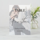 Faux Vellum Foto Bruiloft Veertien Tafelnummer (Staand voorkant)