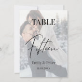 Faux Vellum Foto Bruiloft Vijftien Tafelnummer (Voorkant)