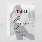 Faux Vellum Foto Bruiloft Zeven Tafelnummer (Voorkant)