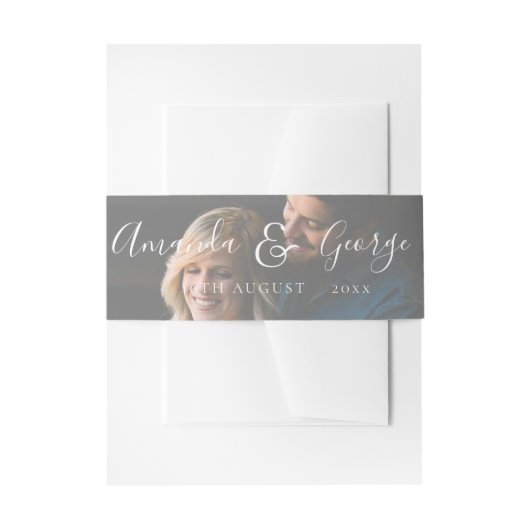 Faux Vellum Foto Elegant Script Bruiloft Uitnodigingen Wikkel (Voorkant Voorbeeld)