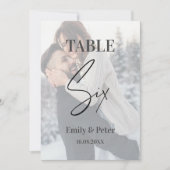 Faux Vellum Foto Modern Bruiloft ZES Tafelnummer (Voorkant)