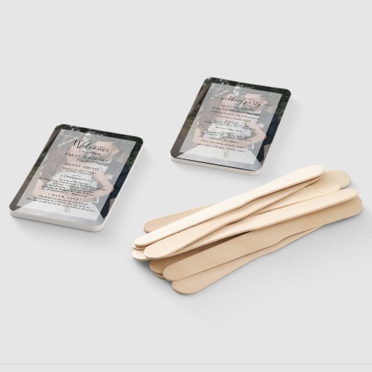 Faux Vellum Foto Modern Elegant Wedding Programme Handwaaier (Niet-gemonteerd)