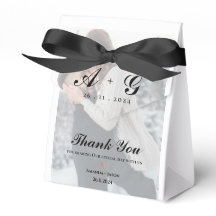 Faux Vellum foto Monogram dank u bruiloft