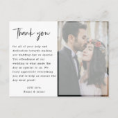 Faux Vellum Hand Lettered Photo Weddenschap Dank j Briefkaart (Voorkant)