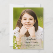 Faux Vellum Overlay Foto Afstuderen Aankondiging (Voorkant)