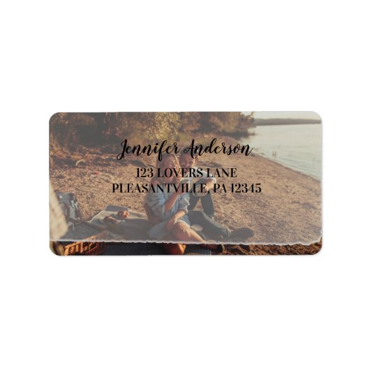 Faux Vellum Photo Overlay Custom Return Address La Etiket (Voorkant)