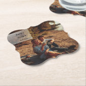 Faux Vellum Photo Overlay Custom Wedding Kartonnen Onderzetters (Gekanteld)