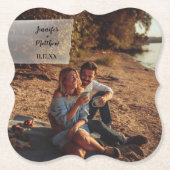 Faux Vellum Photo Overlay Custom Wedding Kartonnen Onderzetters (Voorkant)