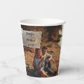 Faux Vellum Photo Overlay Custom Wedding Papieren Bekers (Achterkant)