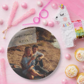 Faux Vellum Photo Overlay Custom Wedding Papieren Bordje (Feest)