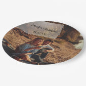 Faux Vellum Photo Overlay Custom Wedding Papieren Bordje (Gekanteld)