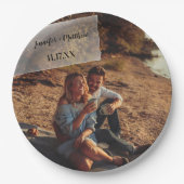 Faux Vellum Photo Overlay Custom Wedding Papieren Bordje (Voorkant)