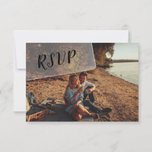 Faux Vellum Photo Overlay Custom Wedding RSVP Kaartje