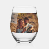 Faux Vellum Photo Overlay Custom Wedding Wijnglas Zonder Voet (Voorkant)