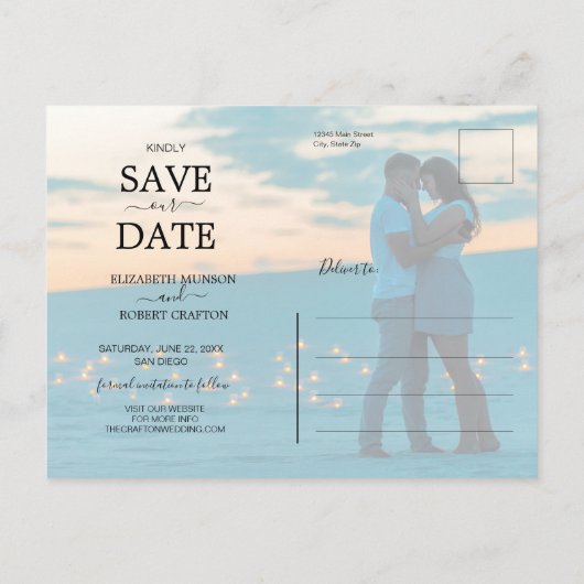 Faux Vellum Photo Wedding Save our Date Aankondigingskaart (Achterkant)