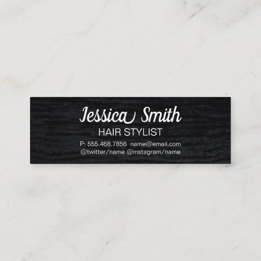 Faux Velvet Black Print met Monogram Mini Visitekaartje (Achterkant)