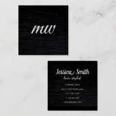 Faux Velvet Black Print met Monogram Vierkante Visitekaartje (Voorkant / Achterkant)