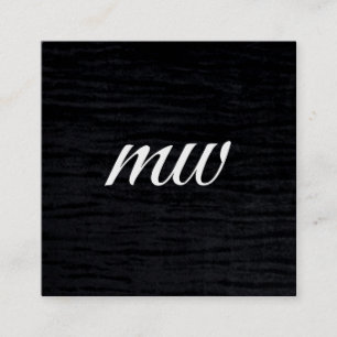 Faux Velvet Black Print met Monogram Vierkante Visitekaartje