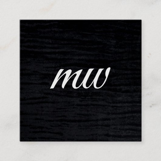 Faux Velvet Black Print met Monogram Vierkante Visitekaartje (Voorkant)
