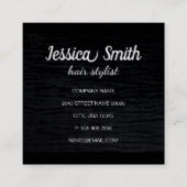 Faux Velvet Black Print met Monogram Vierkante Visitekaartje (Achterkant)