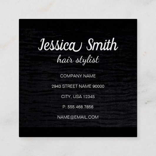 Faux Velvet Black Print met Monogram Vierkante Visitekaartje (Achterkant)