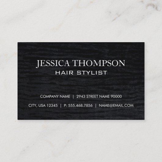 Faux Velvet Black Print met Monogram Visitekaartje (Achterkant)