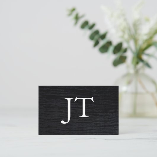 Faux Velvet Black Print met Monogram Visitekaartje (Staand voorkant)