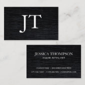 Faux Velvet Black Print met Monogram Visitekaartje (Voorkant / Achterkant)