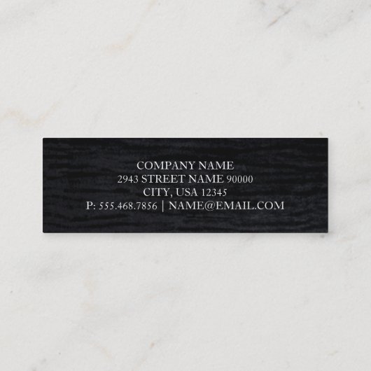 Faux Velvet Black Print Mini Visitekaartje (Achterkant)