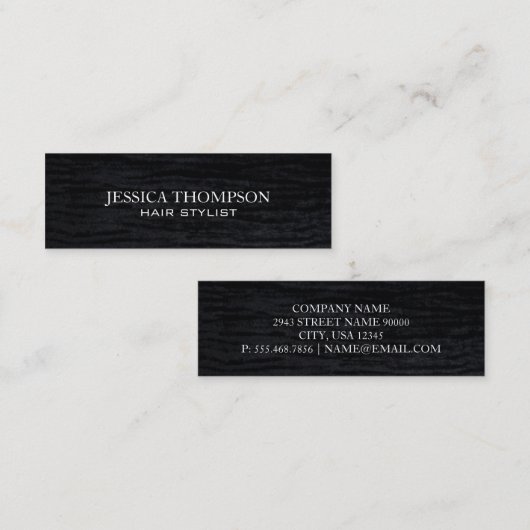 Faux Velvet Black Print Mini Visitekaartje (Voorkant / Achterkant)