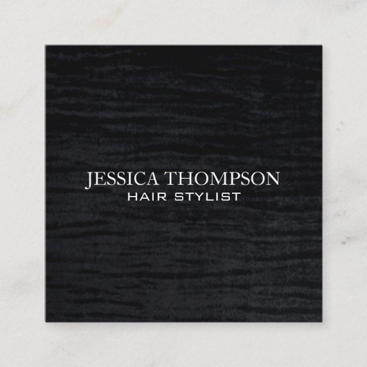 Faux Velvet Black Print Vierkante Visitekaartje (Voorkant)