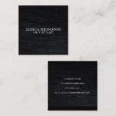 Faux Velvet Black Print Vierkante Visitekaartje (Voorkant / Achterkant)