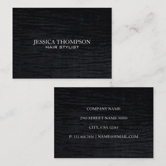 Faux Velvet Black Print Visitekaartje (Voorkant / Achterkant)