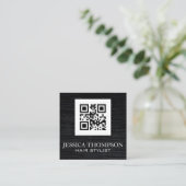 Faux Velvet Black | Sjabloon Qr-code Vierkante Visitekaartje (Staand voorkant)