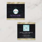 Faux Velvet | Faux Gold Foil Trim | Qr-code Vierkante Visitekaartje (Voorkant / Achterkant)