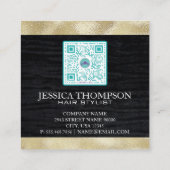 Faux Velvet | Faux Gold Foil Trim | Qr-code Vierkante Visitekaartje (Achterkant)
