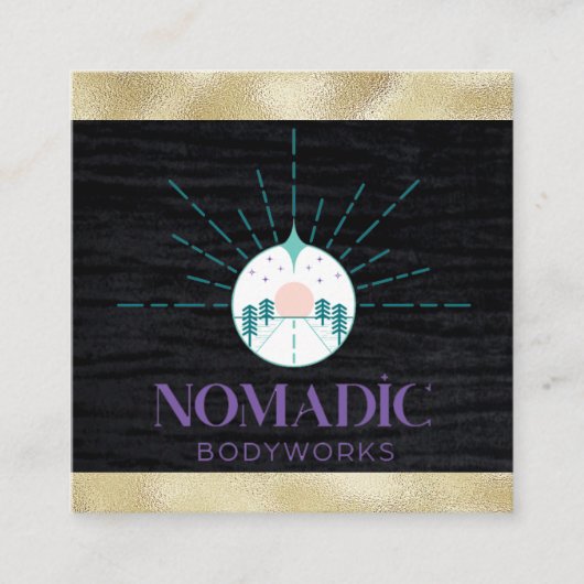 Faux Velvet | Faux Gold Foil Trim | Qr-code Vierkante Visitekaartje (Voorkant)