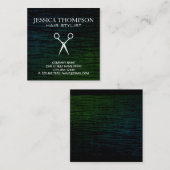 Faux Velvet Green met Shears Print Vierkante Visitekaartje (Voorkant / Achterkant)