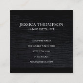 Faux Velvet Zwart Wit Border Monogram Vierkante Visitekaartje (Achterkant)