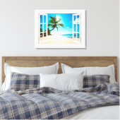 Faux-venster met Beach en Ocean Custom Sizes! Canvas Afdruk (Insitu (Slaapkamer))
