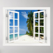 Faux-venster met Beach en Ocean Custom Sizes! Pos Poster (Voorkant)