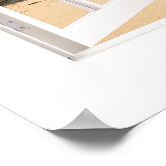 Faux-venster met Beach en Ocean Custom Sizes! Poster (Hoek)