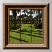 Faux Venster Palm Trees Grass Tropics Relaxing Uit Poster (Voorkant)