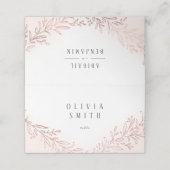 Faux verguld roos gouden botanische elegante bruil plaatskaartje (Buitenkant ongevouwen)