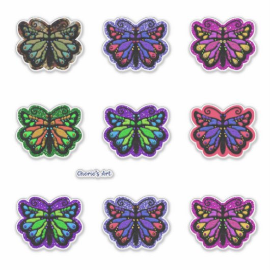  faux vilt kralen glitterlook vlinders sticker (Voorkant)