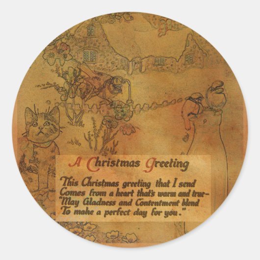 Faux Vintage Kerst Sticker (Voorkant)