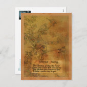 Faux Vintage Kerstmis Feestdagenkaart (Voorkant / Achterkant)