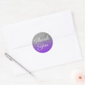 Faux Violet Silver Glitter Hartelijk dank Ronde Sticker (Envelop)