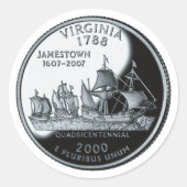 Faux Virginia State Quarter Ronde Sticker (Voorkant)