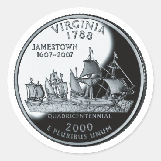 Faux Virginia State Quarter Ronde Sticker (Voorkant)